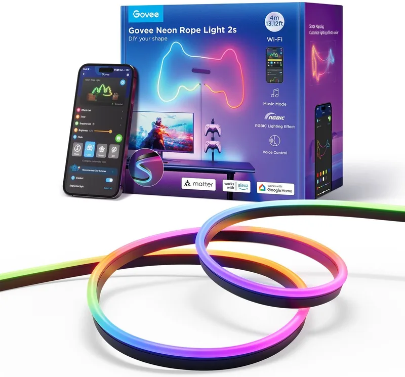 slimme zwarte neon ledstrip 4m Matter RGBIC - extra flexibel by Govee in Black – product photo