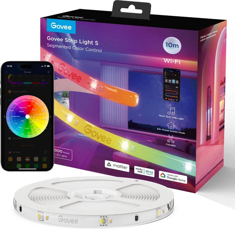 Strip Light S 10 m - led strip - RGBICW - app-bediening - Alexa/Google - Matter compatibel de Govee en Blanc – photo produit