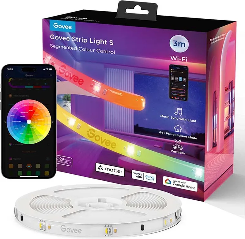 Strip Light S 3 m - led strip - RGBICW - app-bediening - Alexa/Google - Matter compatibel de Govee en Transparent – photo produit 1 sur 3