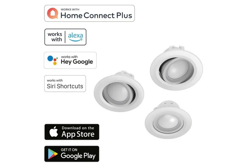 LED Einbaustrahler 3x WiFi LED Einbaustrahler 5W / 32W Weiß, Effektbeleuchtung, LED, Weiß, 3er Pack WLAN Einbauspot Dimmbar App Sprachsteuerung für Alexa Google van Hama in Wit – productfoto