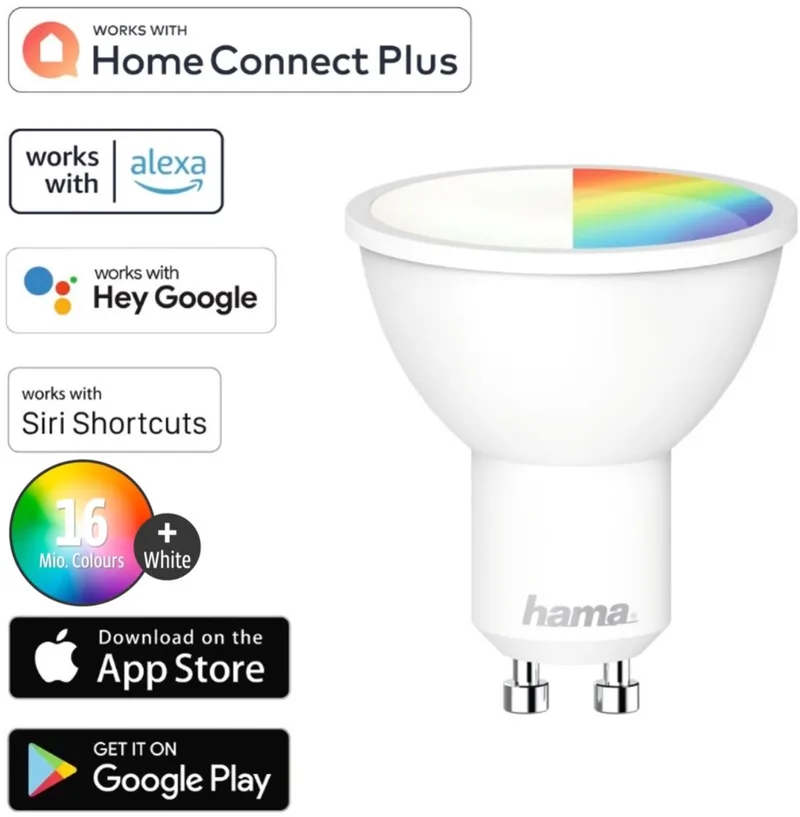 WLAN LED-lamp GU10 5,5W RGB + Wit by Hama – product photo