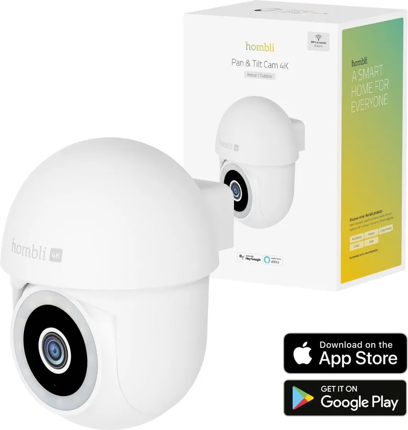 Hombli 4K Pan & Tilt - Beveiligingscamera - Bewakingscamera voor buiten - 4K - Gekleurd Nachtzicht - Volgfunctie by Hombli in White – product photo