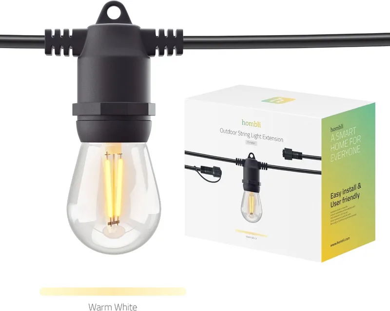 Lichtsnoer Buiten Uitbreiding - Lichtsnoeren - Sfeerverlichting voor buiten - Weerbestending IP65 - Verlengbaar tot max 15 meter - 5 meter - Zwart by Hombli – product photo