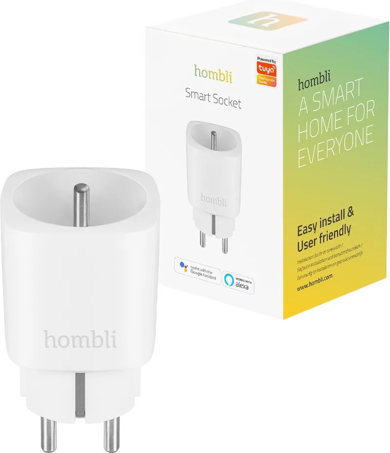 Slimme Franse Stekker – WiFi – Energiemeter via mobiele app van Hombli in Wit – productfoto