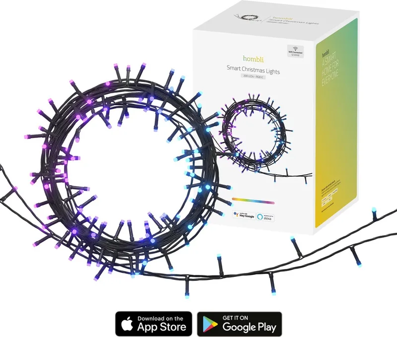 Slimme Kerstverlichting Buiten & Binnen – LED Kerstversiering – RGB kerstboomverlichting – App Bediening – 20m by Hombli – product photo