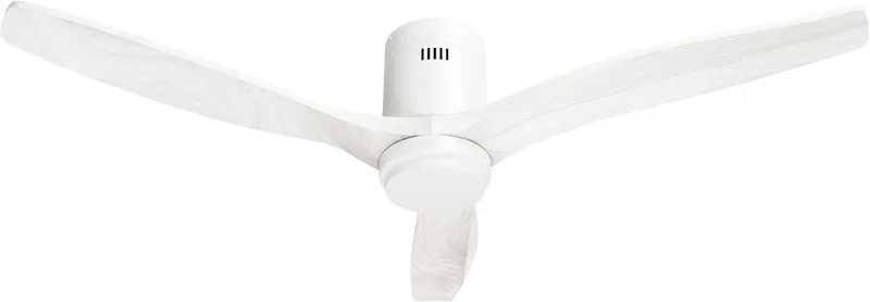 Slimme Plafondventilator met verlichting - Ø132 cm - Incl. Afstandsbediening - Wit & Wit Hout van Hombli in Wit – productfoto