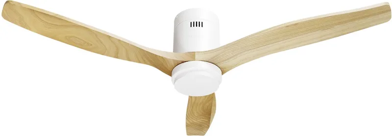 Slimme Plafondventilator met verlichting - Ø132 cm - Incl. Afstandsbediening - Wit & Licht Hout van Hombli in Wit, Bruin – productfoto