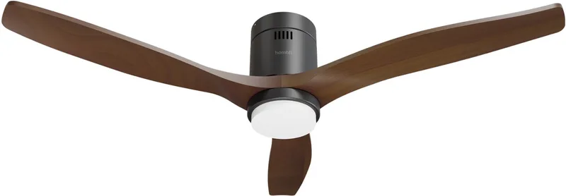Slimme Plafondventilator met verlichting - Ø132 cm - Incl. Afstandsbediening - Zwart & Donker Hout van Hombli in Zwart, Bruin – productfoto