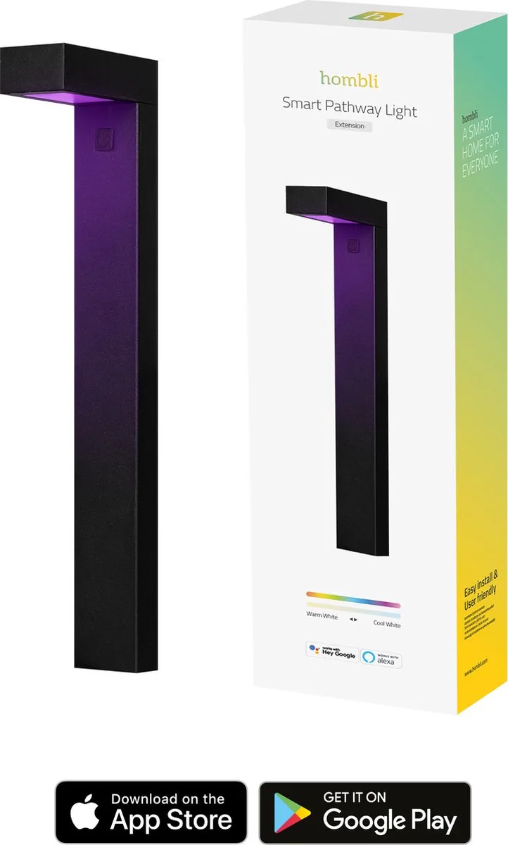 Slimme Sokkellamp Uitbreiding - Buitenverlichting - Wit en gekleurd licht - Tuinverlichting - Timerfunctie - 1 stuks by Hombli in Black – product photo 1 of 5