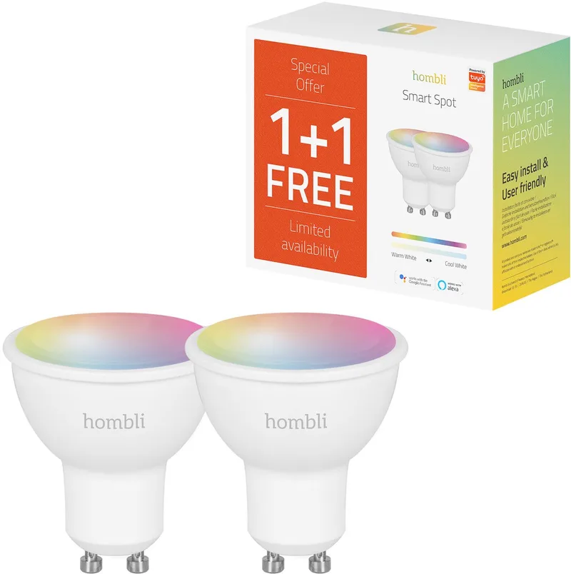 Slimme Verlichting Spot - (5W) RGB+CCT - Promo Pack 1+1 - 16 Miljoen Kleuren by Hombli – product photo