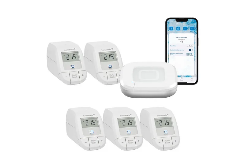 Heizkörperthermostat Starter Bundle Heizen Basic für 5 Heizkörper by Homematic IP in White – product photo