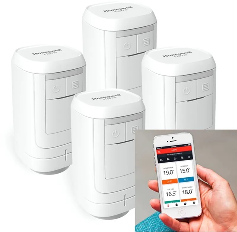 evohome draadloze thermostaatknop zonder lokale bedieningsmogelijkheid - 4 stuks (HR914) van Honeywell Home in Wit – productfoto