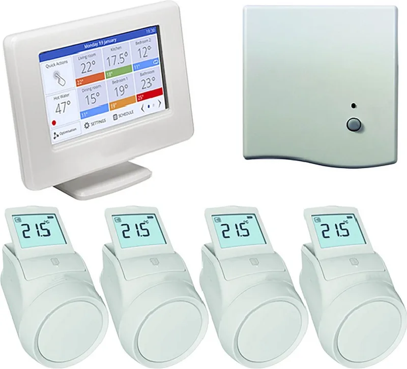 Evohome Modulerende Slimme thermostaat - Wifi - Draadloos - Inclusief 4 thermostaatknoppen de Honeywell Home en Blanc – photo produit