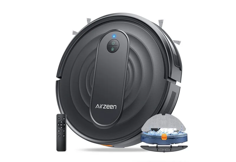 Saugroboter mit Wischfunktion 6000 Pa Saugleistung, 2-in-1 Saugen und Wischen, 120 Minuten Akkulaufzeit, Vielseitige Reinigungsmodi by Honiture in Black – product photo