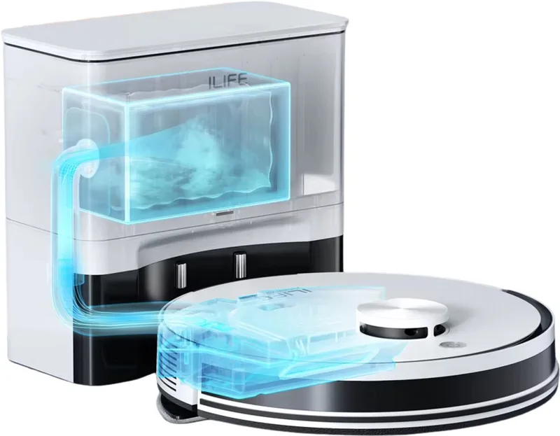 Homegoodies ILIFE A30 Pro Robotstofzuiger met Dweilfunctie - 5000Pa Zuigkracht - Zelfleegstation - 60 Dagen capaciteit - Met app by ILIFE in White – product photo
