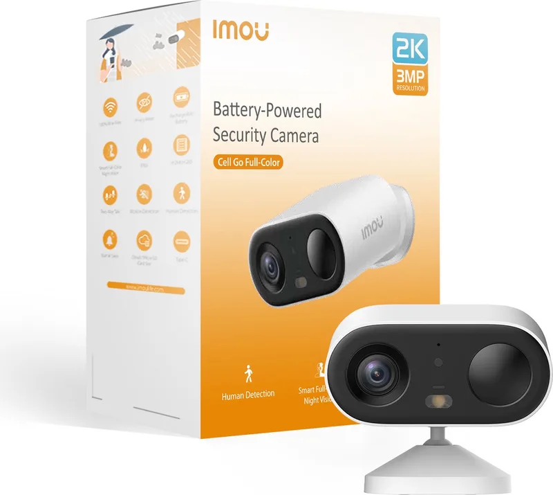Cell Go Full Color - Beveiligingscamera - 2K Draadloos Bewakingscamera Voor Buiten - 5000 mAH Accu - Eenvoudige Installatie - AI-Persoonsdetectie - Met Opslag - Smart Full Color Night Vision - IP65 Weerbestendig - Compatibel Met Zonnepaneel van Imou in Wit – productfoto 1 van 2
