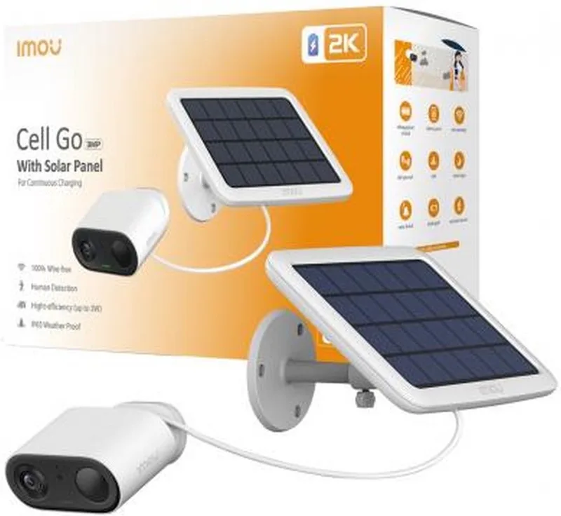 Cell Go Solar Kit - Beveiligingscamera Draadloos buiten - 5000 mAH Accu - Beeldkwaliteit 2K - Simpele En Eenvoudige Installatie - 4GB eMMC Opslag - 1 Jaar Gratis Cloudopslag - Unieke Vlogfunctie - Ingebouwde Stemvervormer - Inclusief Zonnepaneel fra Imou i Hvid – produktbillede
