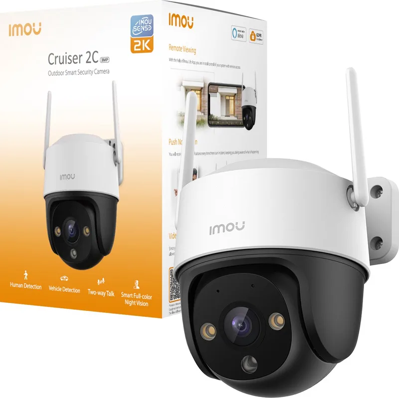 Cruiser 2C 2K Beveiligingscamera Voor Buiten - 2K Beeldkwaliteit - Panoramisch Draaien En Kantelen Voor Volledige Dekking - WiFi 6 - Slimme Kleuren Nachtzicht - Accurate Detectiebereik Tot 22m Voor Personen En 44m Voor Auto's - IP66 Weerbestendig fra Imou i Hvid – produktbillede