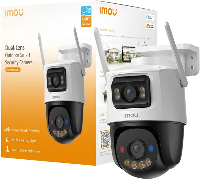 Cruiser Dual 2 6MP Buiten Beveiligingscamera - Dual-Lens WiFi IP Camera - 360° Pan & Tilt - AI Persoons- & Voertuigdetectie - Full Color Nachtzicht - WiFi 6