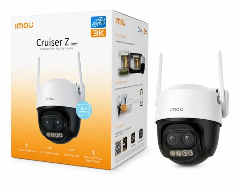 Cruiser Z 3K Beveiligingscamera Buiten - 5MP Dual Lens - 12x Hybride Zoom - PTZ 355° - Full Color Nachtzicht - WiFi 6 - AI Detectie - Zwart/Wit by Imou in Black, White – product photo