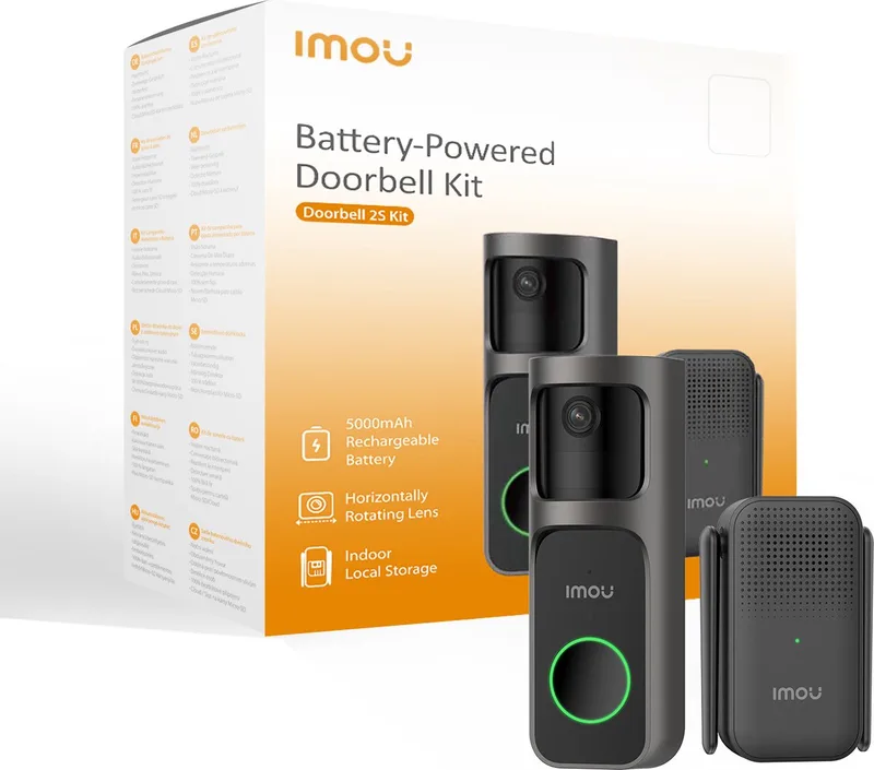 Doorbell 2S Kit - Draadloze Video Deurbel met Chime - 2K QHD - 5000mAh Batterij - USB-C - 166° Kijkhoek - Geen Abonnement - Lokale Opslag - Wifi Versterker van Imou in Zwart – productfoto 1 van 2