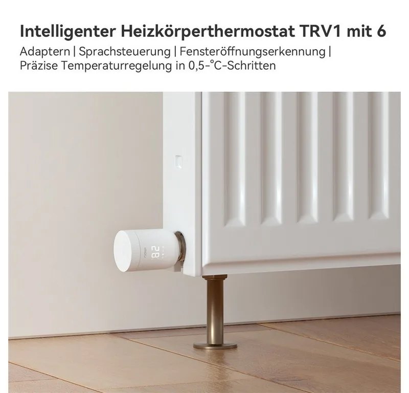 Heizkörperthermostat TRV1 Smart Home mit Gateway ZG2, ZigBee 3.0, App-Steuerung, (Spar-Set, inkl. Adapter-Set) Fenstererkennung, Geofencing fra Imou i Hvid – produktbillede 2 af 5