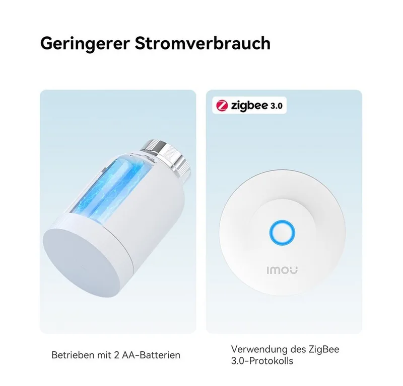 Heizkörperthermostat TRV1 Smart Home mit Gateway ZG2, ZigBee 3.0, App-Steuerung, (Spar-Set, inkl. Adapter-Set) Fenstererkennung, Geofencing fra Imou i Hvid – produktbillede 3 af 5