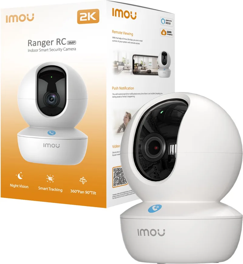 Ranger RC 2K Slimme Binnen Beveiligingscamera – 3MP 2K – 360° Draaibaar – Dual Band WiFi (2.4 & 5GHz) – LAN by Imou in White – product photo