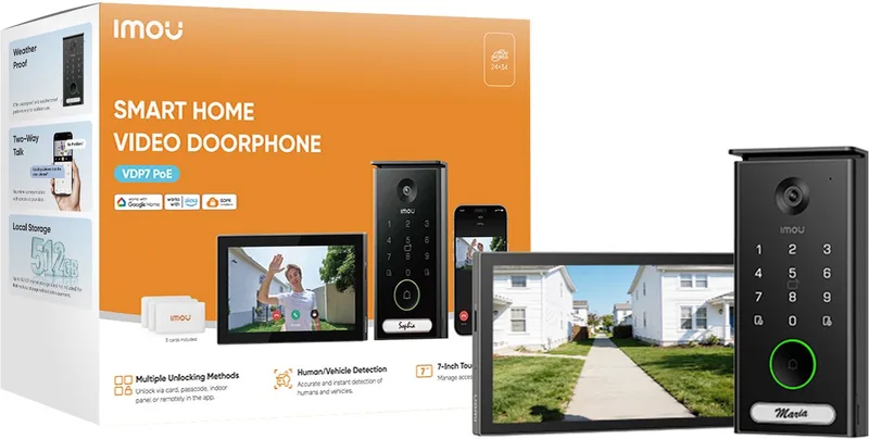 VDP7 PoE Videodeurbel – 5MP-camera – 7 inch Touchscreen fra Imou i Sort – produktbillede