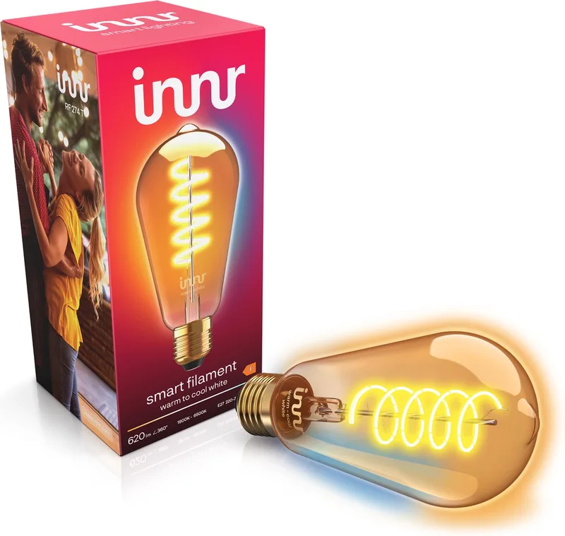 E27 filament lamp - geschikt voor Philips Hue - Zigbee - LED smart bulb - warmwit tot koelwit licht - Edison - slimme verlichting - 620 lumen - dimbaar - 1 pack by Innr – product photo