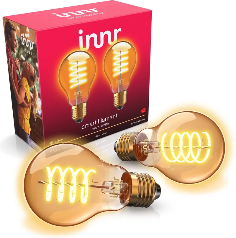 E27 filament lamp - geschikt voor Philips Hue - Zigbee - LED smart bulb - warmwit licht - slimme verlichting - dimbaar - 550 lumen - 2 pack by Innr – product photo