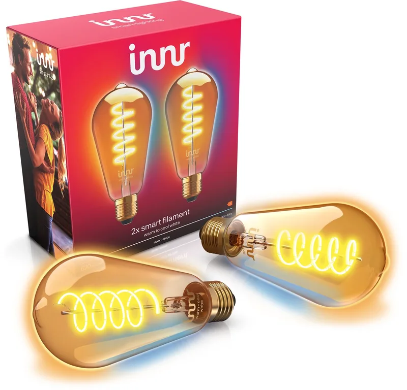 E27 filament lamp - geschikt voor Philips Hue - Zigbee - LED smart bulb - warmwit tot koelwit licht - Edison - slimme verlichting - 620 lumen - dimbaar - 2 pack by Innr – product photo