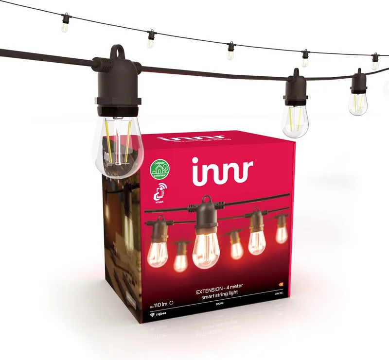 lichtsnoer buiten uitbreiding 4m - warm wit licht - slimme lichtslinger - 8 smart LED bulbs - tuinverlichting IP65 waterdicht - dimbaar (OLS 210 basisset vereist) by Innr – product photo