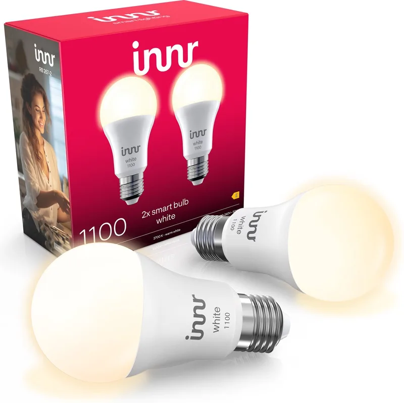 smart E27 LED lamp - geschikt voor Philips Hue - Zigbee bulb - warmwit licht - slimme lamp - dimbaar - 1150 lumen - 2 pack van Innr – productfoto