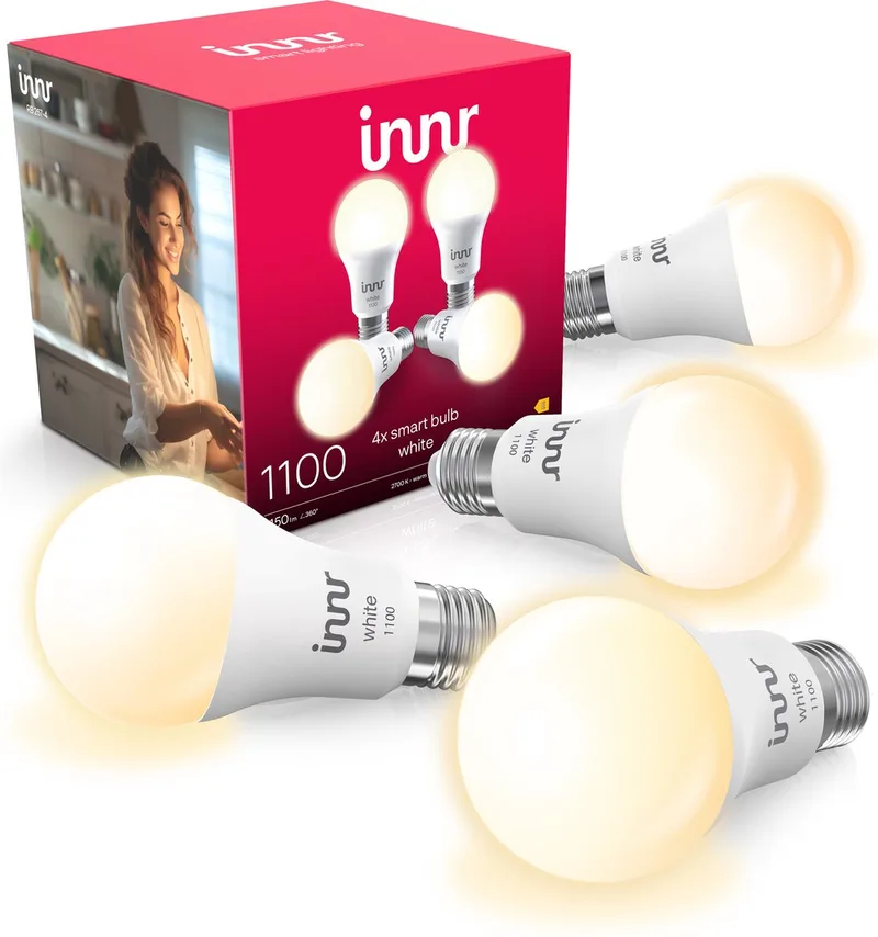 smart E27 LED lamp - geschikt voor Philips Hue - Zigbee bulb - warmwit licht - slimme lamp - dimbaar - 1150 lumen - 4 pack by Innr – product photo