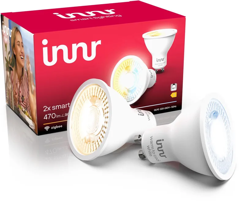 smart GU10 LED lamp - geschikt voor Philips Hue - Zigbee LED spot - warmwit tot koelwit licht - slimme lamp - dimbaar - 470 lumen - 2 pack by Innr – product photo