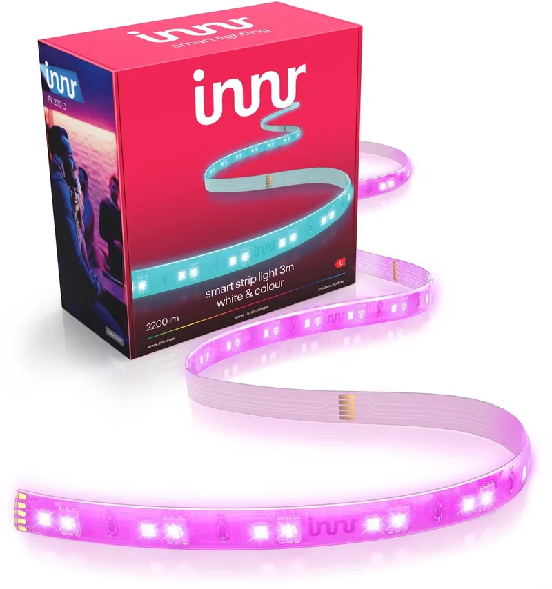 Zigbee Lightstrip 3m, geschikt voor Philips Hue, premium RGBW LED-strip, ultra helder 2200 lm, diep dimbare indirecte verlichting by Innr in White – product photo