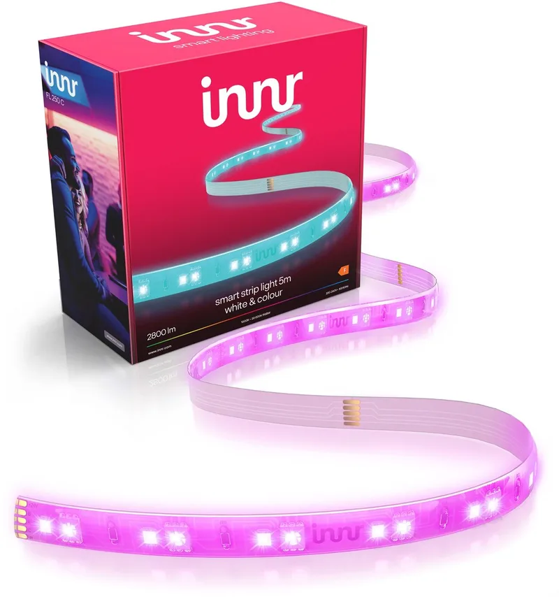 Zigbee Lightstrip 5m, geschikt voor Philips Hue, premium RGBW LED-strip, ultra helder 2800 lm, diep dimbare indirecte verlichting by Innr in White – product photo