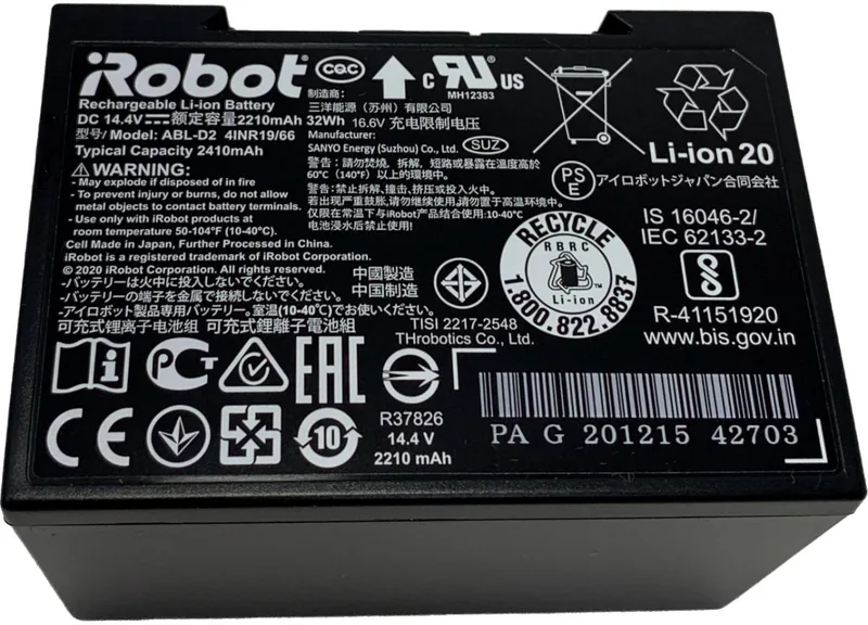'e', 'i' en 'j' Serie Originele Accu (14.4V/2210mAh, ABL-D2) de iRobot – photo produit
