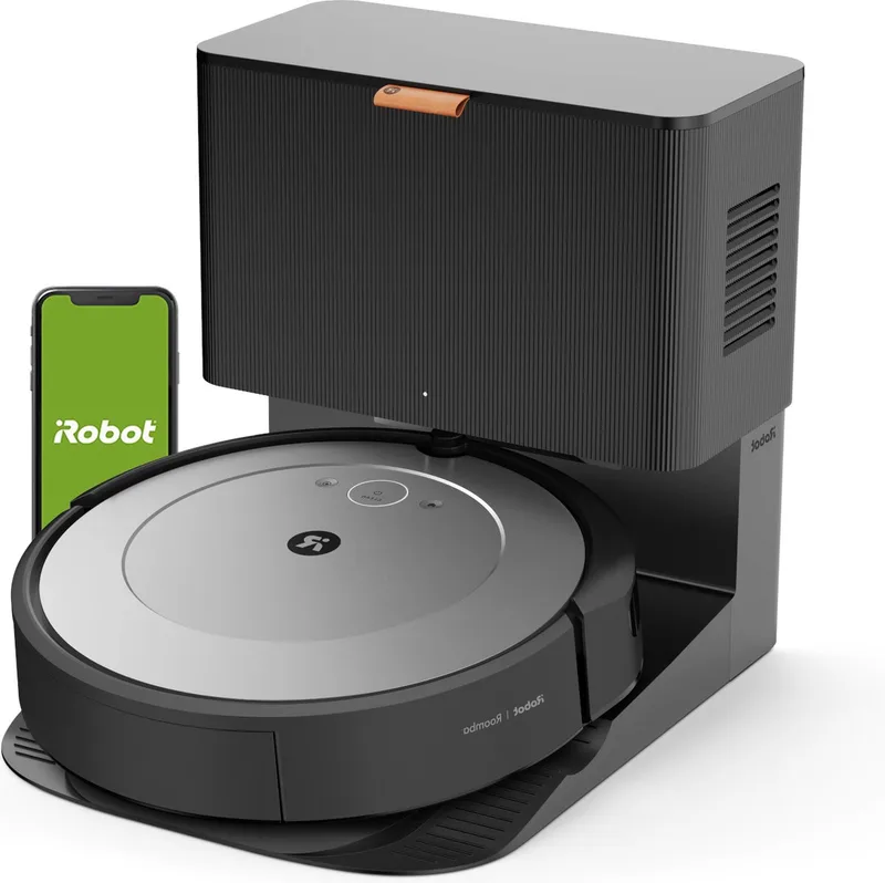 i1+ Robotstofzuiger - Leegstation - Bediening via app en stem - Geschikt voor huisdieren - i1156 van iRobot in Lichtgrijs, Zout – productfoto