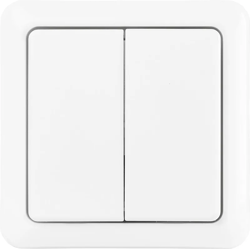 Draadloze Dubbele Wandschakelaar - AWST-8902 - Opbouwschakelaar - Draadloze Schakelaar - Schakelen en Dimmen mogelijk von KlikAanKlikUit in Weiß – Produktfoto