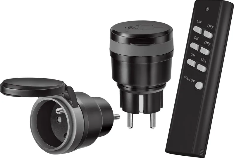 KlikAanKlikUit – 2 draadloze schakelaars met afstandsbediening voor buiten – Met App in combinatie met Bridge – Startset - BE by KlikAanKlikUit in Black – product photo