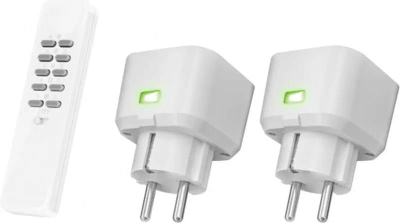 Set Van 2 Stekkers 3500W Met Afstandsbediening van KlikAanKlikUit in Wit – productfoto