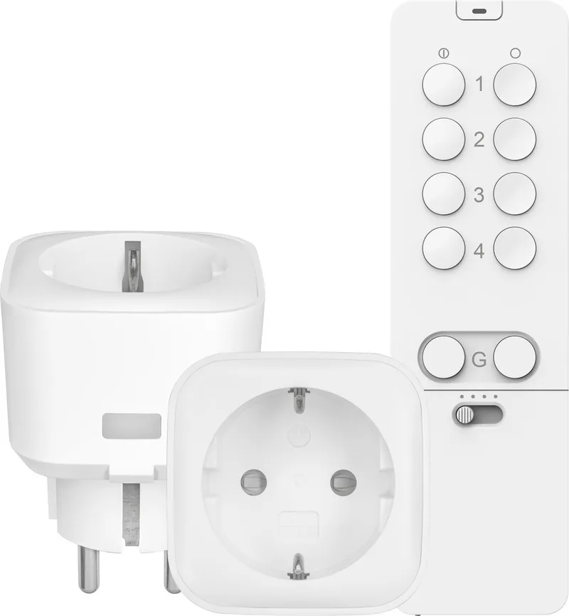 Stekkerdimmerset ACC2-250RN – Slimme stekker - Draadloos Dimmen - Draadloze Schakelaar - 2 Schakelaars met Afstandsbediening - Stopcontactdimmer - 100 Watt led by KlikAanKlikUit in White – product photo