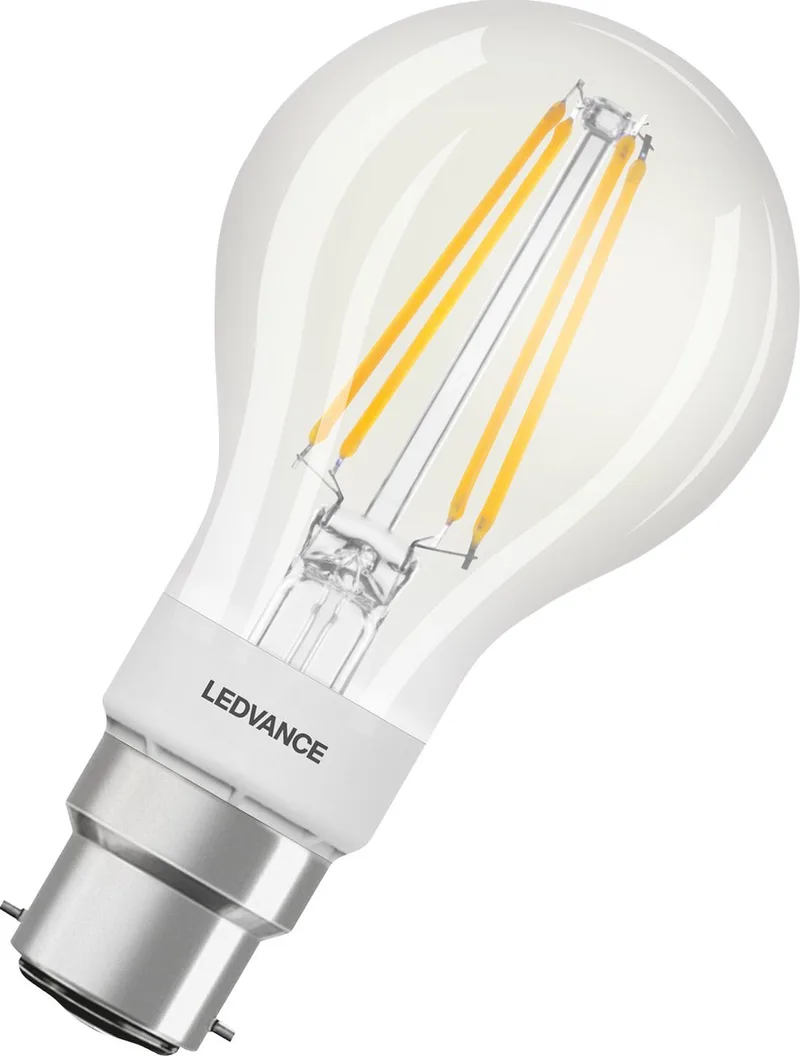 LED-lamp met Bluetooth-technologie, Base B22D, Dimbaar, Warm Wit (27--K), Vervangt gloeilamp met 6-W, bestuurbaar met Google, Alexa en Apple HomeKit, Smart + BT Filament DIM, 1ER PACK by LEDVANCE SMART+ – product photo