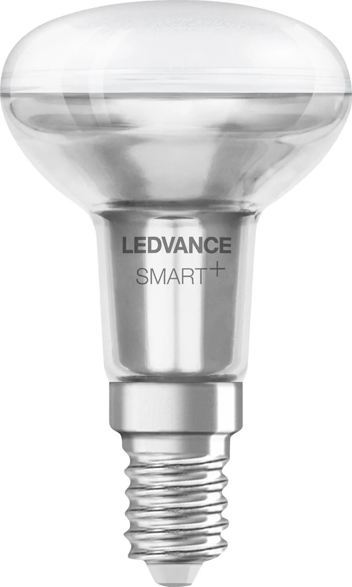 LED R5- Spotlamp met WiFi-technologie, Socket E14, RGB-kleuren en lichtkleurige veranderbare, reflectielamp als vervanging voor conventionele 4-W-gloeilampen, controleerbaar met Alexa, Google & App van LEDVANCE SMART+ – productfoto