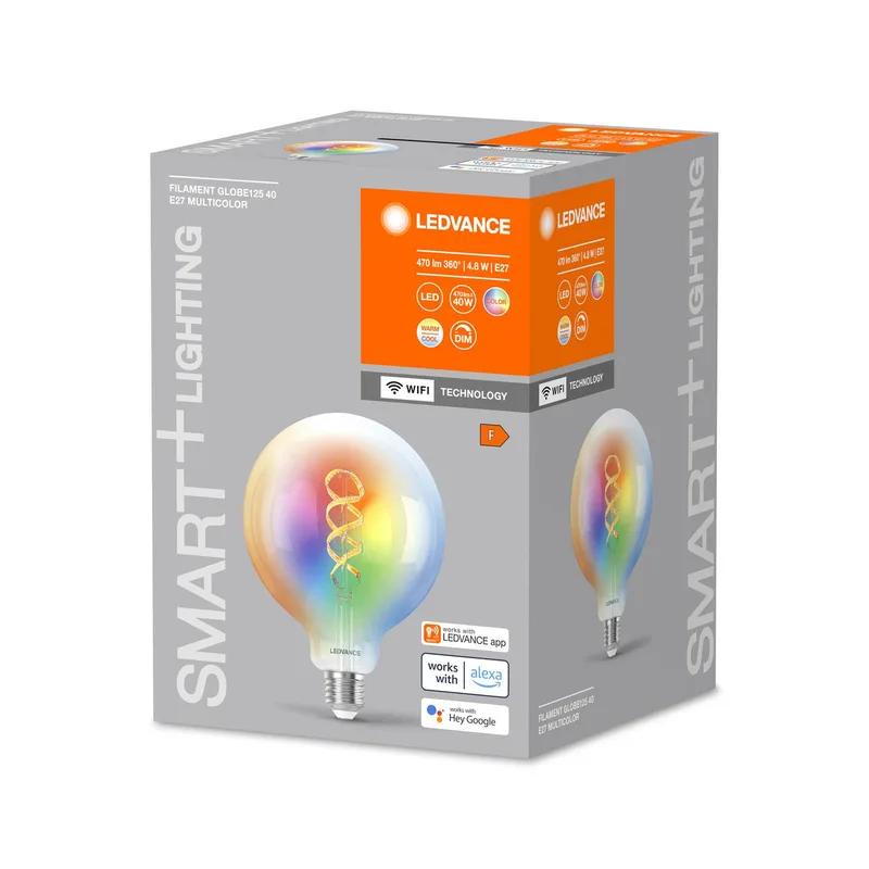 WiFi E27 4,8W helder G125 RGB CCT de LEDVANCE SMART+ – photo produit