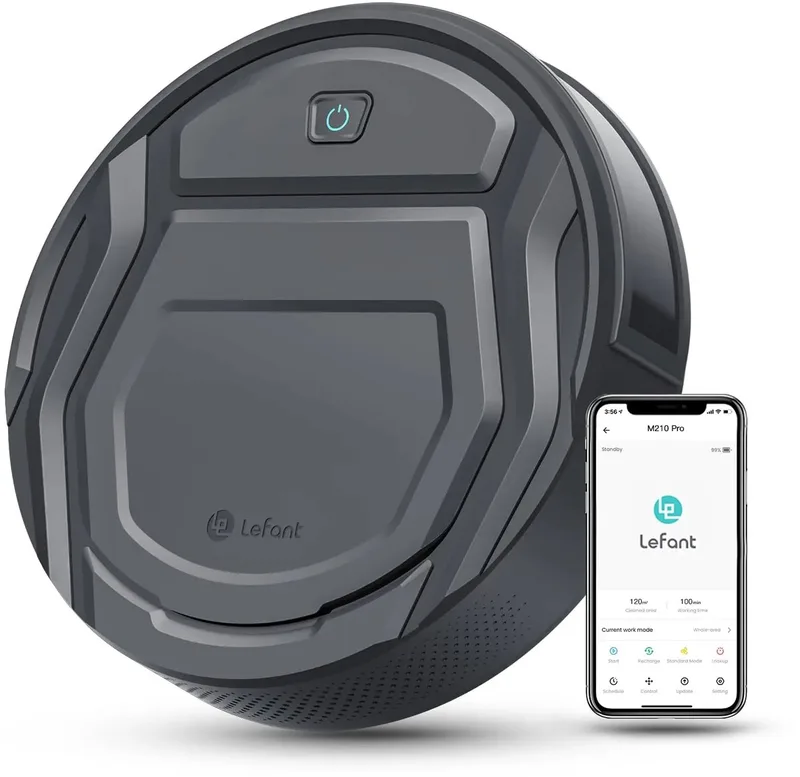 CYRO - Robotstofzuiger - Robot Stofzuiger - Robotstofzuigers - Automatisch opladen - via Wi-fi/app/Alexa - 120min looptijd by Lefant in Black – product photo