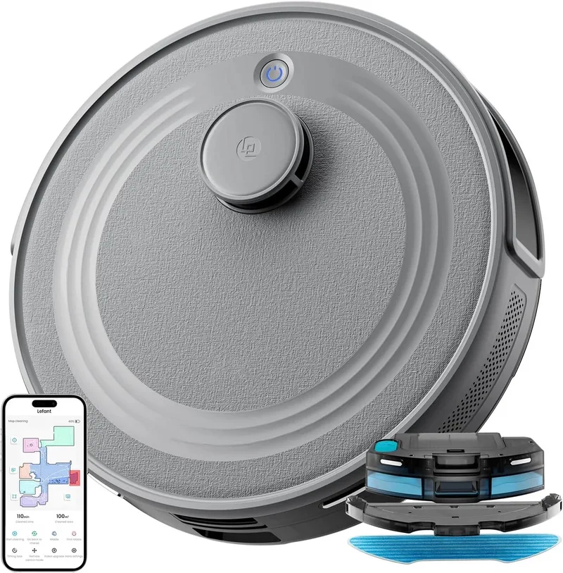 M2 Robotstofzuiger met Dweilfunctie - 6000 Pa - Lasernavigatie by Lefant in Grey – product photo
