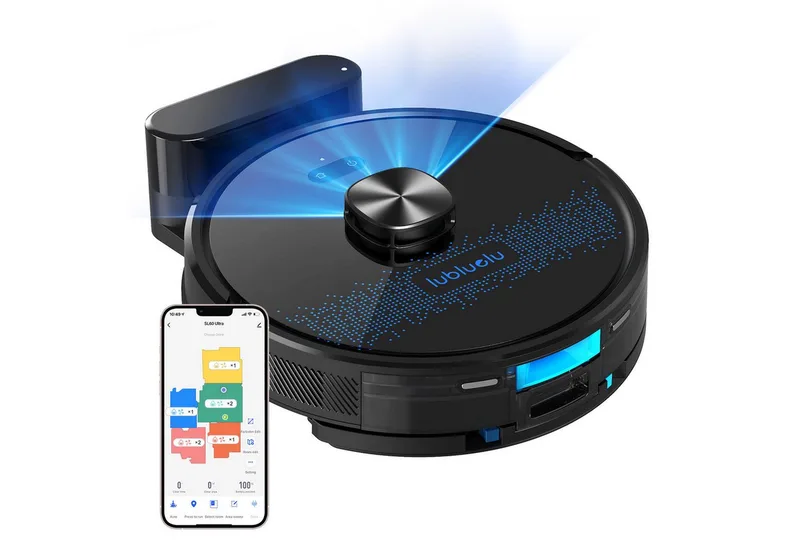 Nass-Trocken-Saugroboter SL60 Ultra mit Wischfunktion Staubsauger Lasernavigation APP Steuerung, 42 W, beutellos, Intelligente Teppichreinigung,5 Karten speicherbar/APP-Steuerung by Lubluelu in Black – product photo